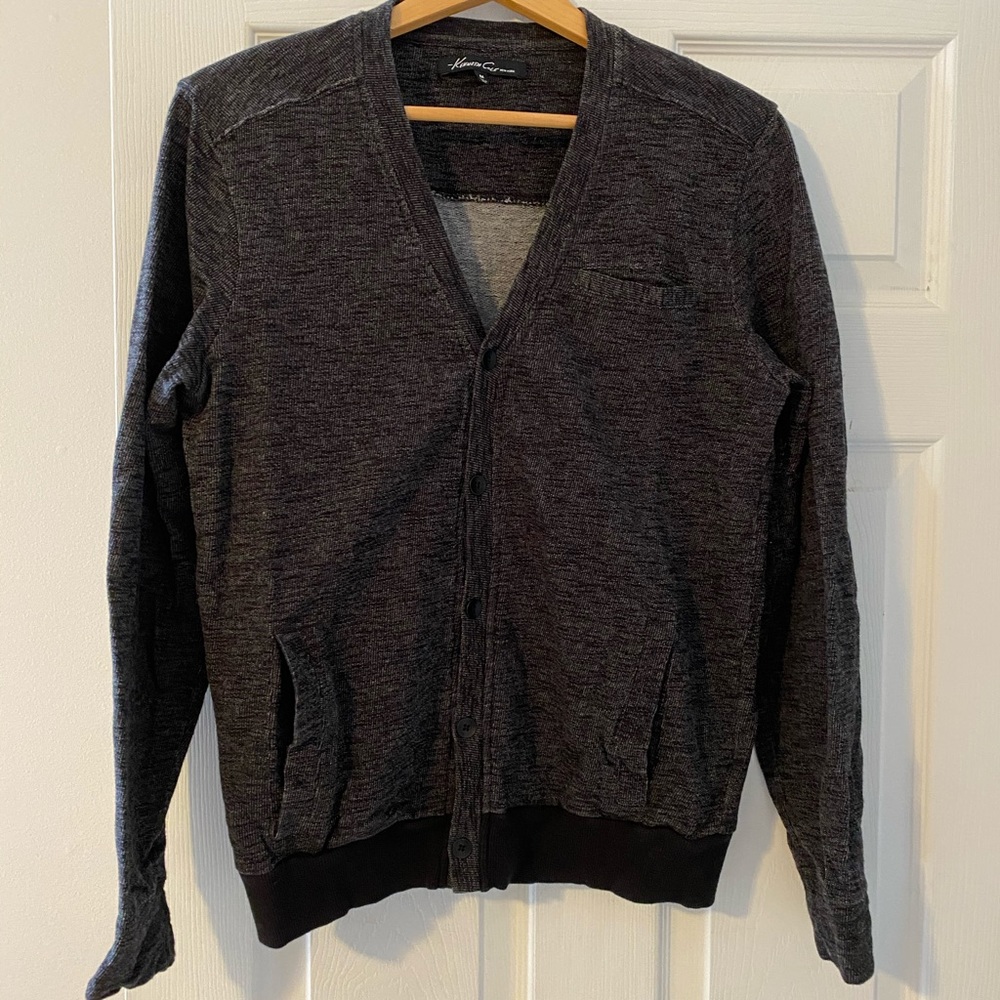 Kenneth Cole, Medium, Grey, Cardigan sweater